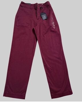 GAP Girlfriend Khaki Pants Stretch High Rise Women's Size 6 Burgundy Cropped NWT